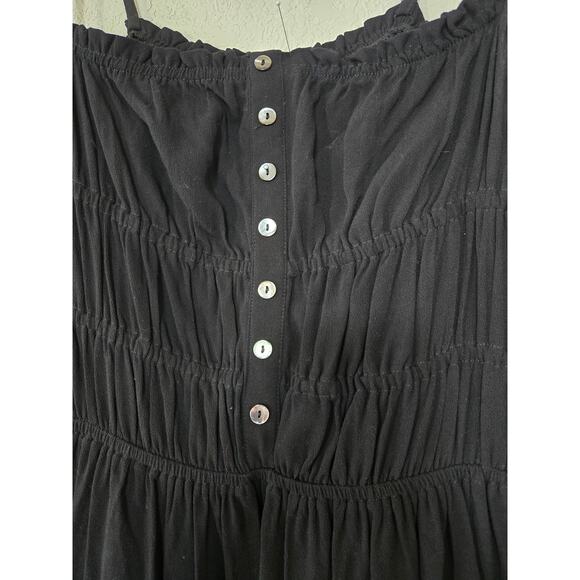 Z SUPPLY Anabella Black Smocked Ruffle Mini Dress Size L Adjustable Straps - Picture 7 of 12